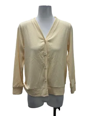 Yellow Ribbed Button Cardigan