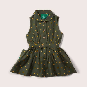 Yellow Stars Pinafore Button Dress