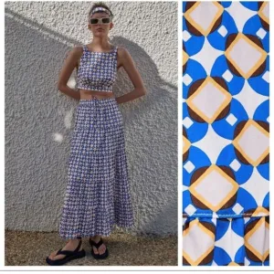 Zara floral maxi skirt cotton tiered geometric print bohemian