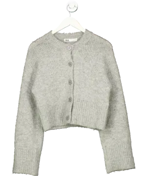 ZARA Grey Knitted Cardigan UK S
