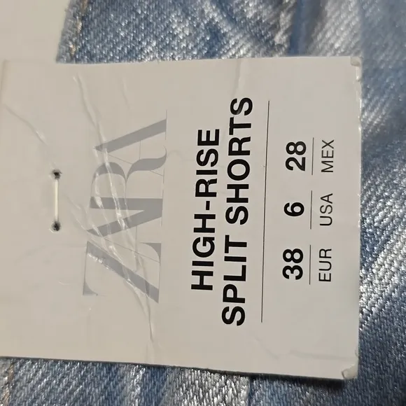 ZARA Womens Size 6 Or 38 High Rise Split Shorts Button Up Silver Denim