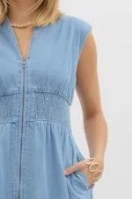 Zip Front Denim Midi Dress