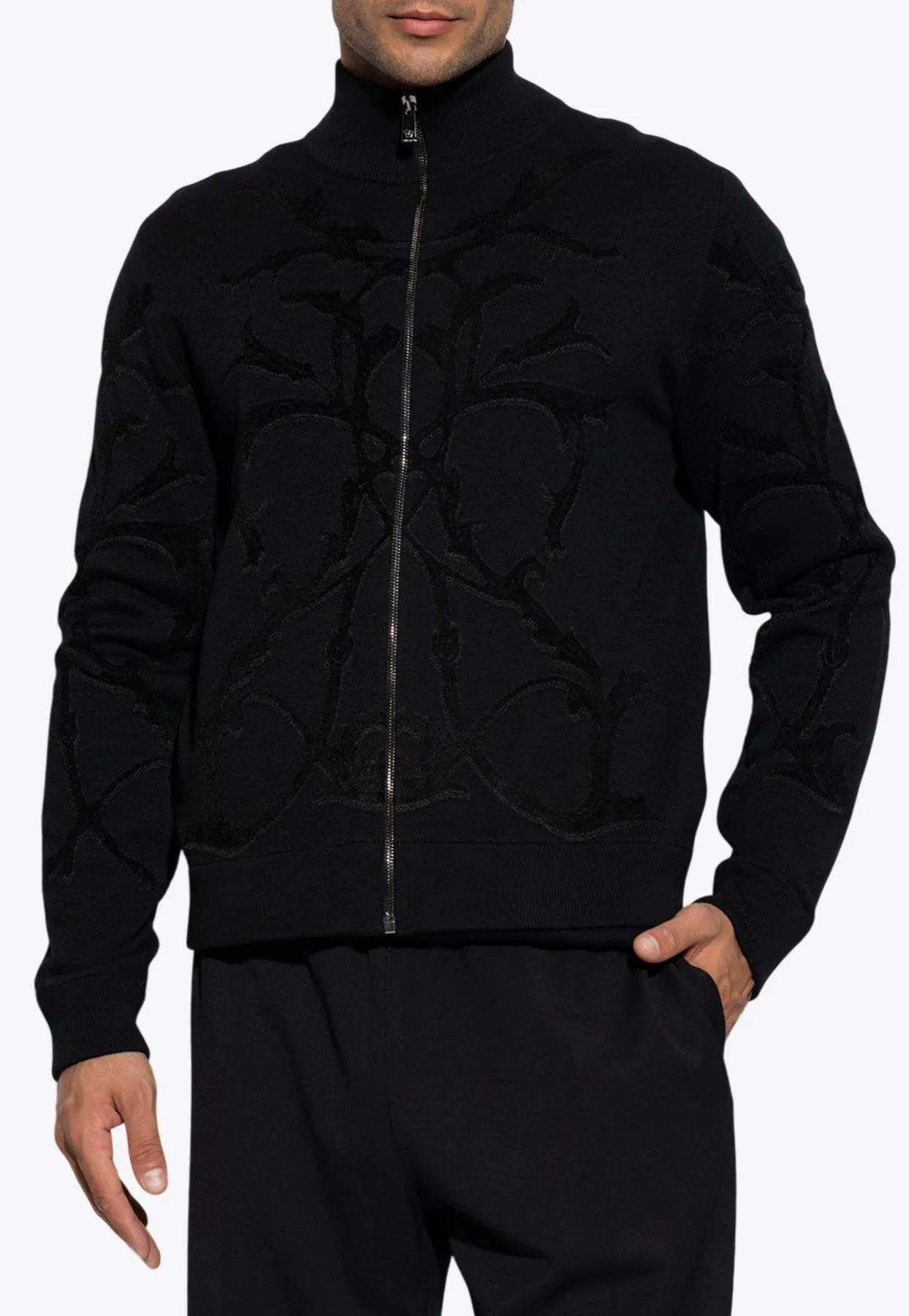 Zip-Up Wool-Blend Cardigan