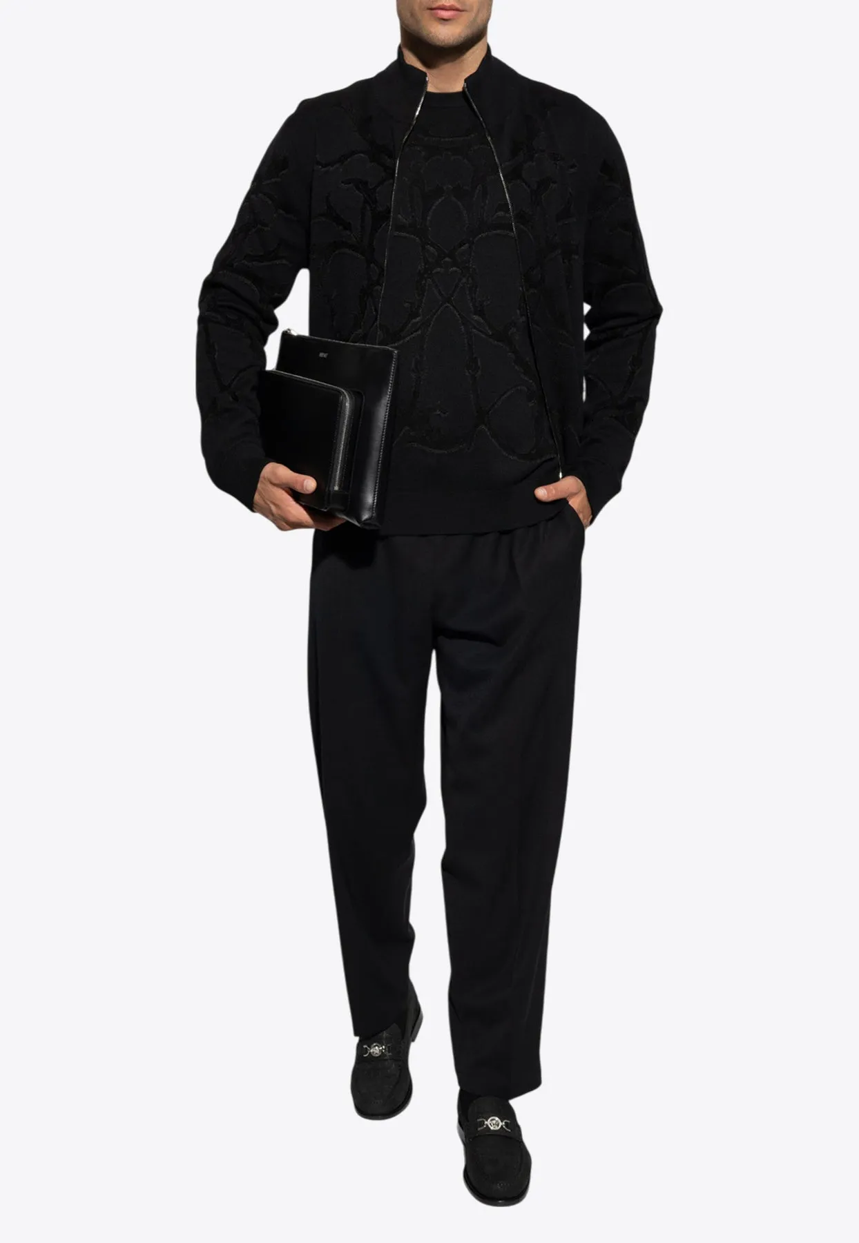 Zip-Up Wool-Blend Cardigan