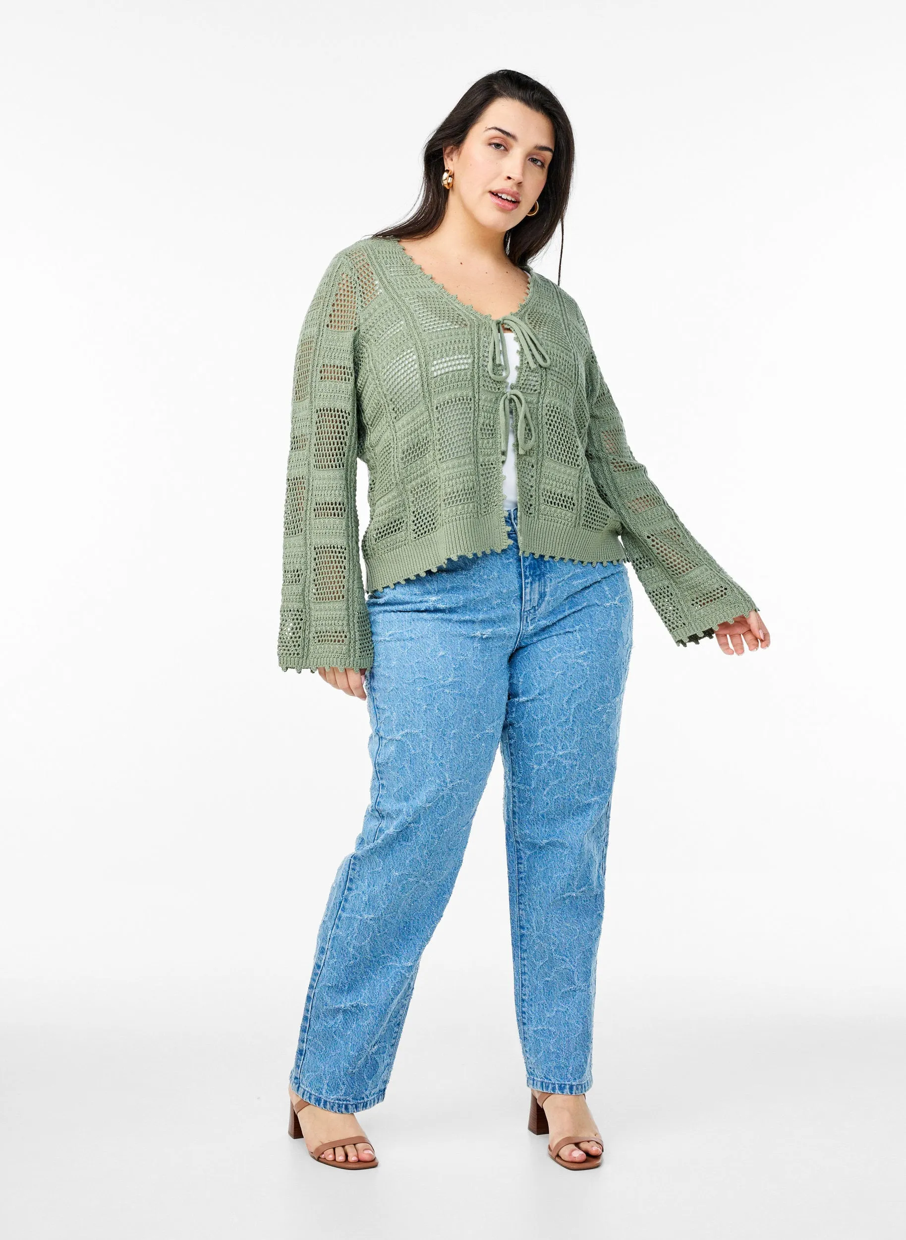 Zizzi Viola Cardi in Green